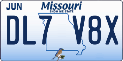 MO license plate DL7V8X