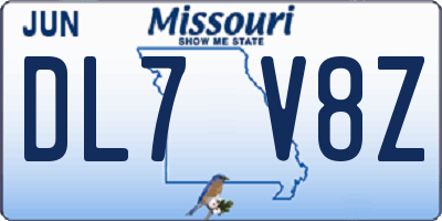MO license plate DL7V8Z