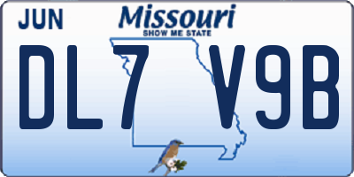 MO license plate DL7V9B