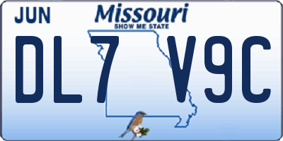 MO license plate DL7V9C