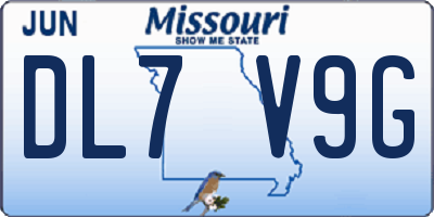 MO license plate DL7V9G