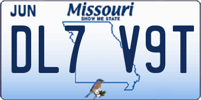 MO license plate DL7V9T