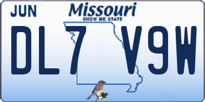 MO license plate DL7V9W