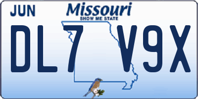 MO license plate DL7V9X