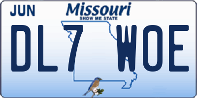 MO license plate DL7W0E
