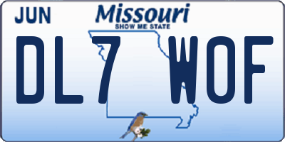 MO license plate DL7W0F