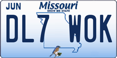 MO license plate DL7W0K
