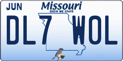 MO license plate DL7W0L