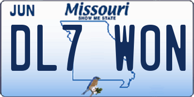 MO license plate DL7W0N