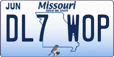 MO license plate DL7W0P