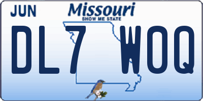 MO license plate DL7W0Q