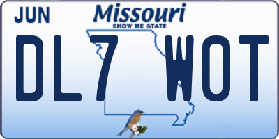 MO license plate DL7W0T