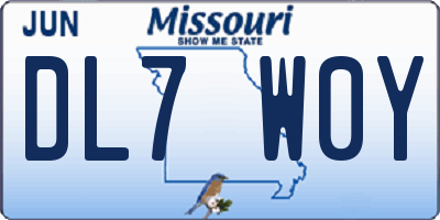 MO license plate DL7W0Y