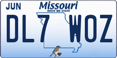 MO license plate DL7W0Z