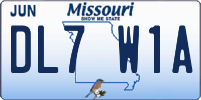 MO license plate DL7W1A