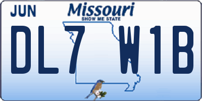 MO license plate DL7W1B