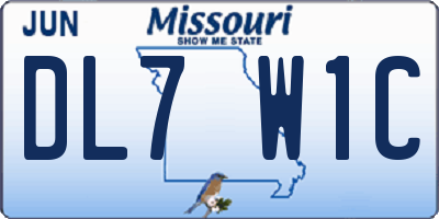 MO license plate DL7W1C