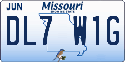 MO license plate DL7W1G