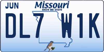 MO license plate DL7W1K