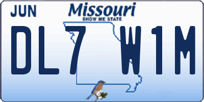 MO license plate DL7W1M
