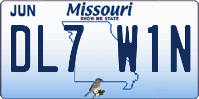 MO license plate DL7W1N