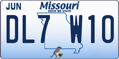 MO license plate DL7W1O