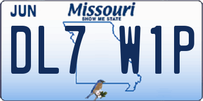 MO license plate DL7W1P