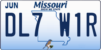MO license plate DL7W1R