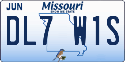 MO license plate DL7W1S