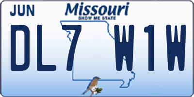 MO license plate DL7W1W