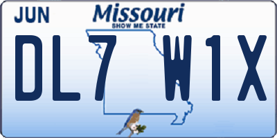 MO license plate DL7W1X
