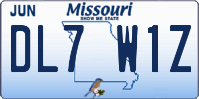 MO license plate DL7W1Z