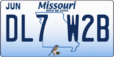 MO license plate DL7W2B