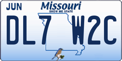 MO license plate DL7W2C