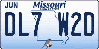 MO license plate DL7W2D