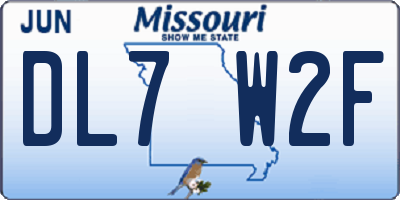 MO license plate DL7W2F