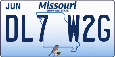 MO license plate DL7W2G