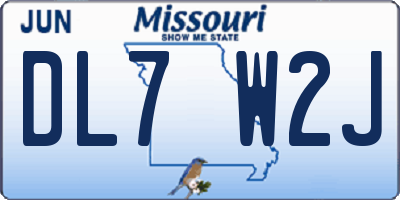 MO license plate DL7W2J
