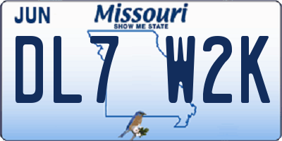 MO license plate DL7W2K