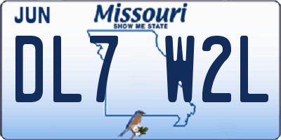 MO license plate DL7W2L