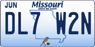MO license plate DL7W2N