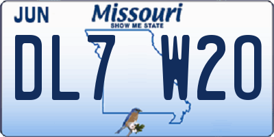 MO license plate DL7W2O