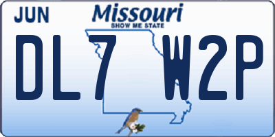 MO license plate DL7W2P