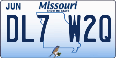 MO license plate DL7W2Q