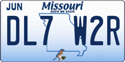 MO license plate DL7W2R