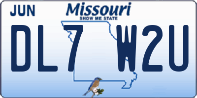 MO license plate DL7W2U