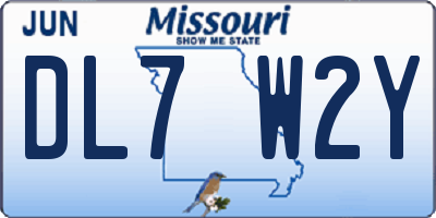 MO license plate DL7W2Y
