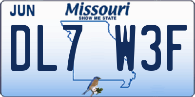 MO license plate DL7W3F