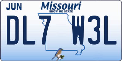 MO license plate DL7W3L