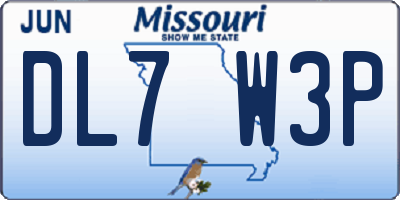MO license plate DL7W3P